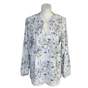 King Universal Women's Floral V-Neck Blouse Multicolor Size L